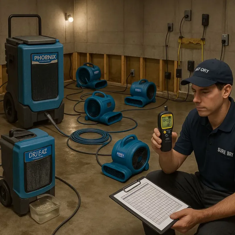 Structural Drying and Dehumidification process in Brookland, AR